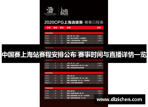 中国赛上海站赛程安排公布 赛事时间与直播详情一览